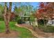 Lush backyard features a stone patio and outdoor seating area, perfect for relaxing at 2711 Liberty Hall Ct, Waxhaw, NC 28173