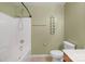 Bathroom with shower and tub combination, commode, and towel rack at 2711 Liberty Hall Ct, Waxhaw, NC 28173