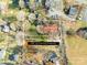 Aerial view highlighting the property's layout, boundaries, and surrounding landscape at 334 Hillcrest Dr, Mooresville, NC 28115