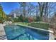 Backyard pool and play area with mature trees at 4018 St Germaine Ln, Charlotte, NC 28210