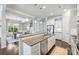 Open kitchen design with white cabinets, granite countertops, island seating, and stainless steel appliances at 503 Dixter Ln, Charlotte, NC 28211