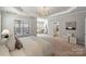 Spacious main bedroom with tray ceilings and a view of the ensuite bathroom at 503 Dixter Ln, Charlotte, NC 28211