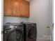 Laundry room features a new washer and dryer, with upper cabinets at 5032 Meadow Woods Dr, Lowell, NC 28098