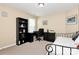 Cozy bedroom with black metal frame bed, desk, and bookshelf at 7343 Mill Ruins Sw Ave, Concord, NC 28025