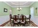 Formal dining room featuring wainscoting and decorative lighting at 7343 Mill Ruins Sw Ave, Concord, NC 28025