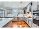 Well-lit kitchen with modern cabinetry, white subway tile backsplash, and stainless steel appliances at 1005 Forbishire Dr, Matthews, NC 28104