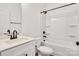 This bathroom features a shower-tub combo with matte black shower head and sink fixtures at 117 Lippard St, Statesville, NC 28677