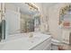 Bathroom with a white vanity, large mirror, and shower at 1911 Connemara Ct, Gastonia, NC 28054