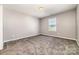 This carpeted bedroom features a neutral paint and a window for natural light at 19113 Hawk Haven Ln, Charlotte, NC 28278
