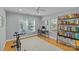 Home office features hardwood floors, bright natural light and built in shelving at 2606 Chesterfield Ave, Charlotte, NC 28205