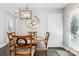 Cozy dining room featuring a round wooden table with four chairs and a modern chandelier at 2727 Hilliard Dr, Charlotte, NC 28205