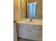 Bathroom vanity featuring white cabinetry, countertop, and a mirror at 5963 Pale Moss Ln, Charlotte, NC 28269
