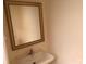 Bathroom with gold-trimmed mirror above white sink at 5963 Pale Moss Ln, Charlotte, NC 28269