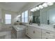 This main bathroom has double sinks, a large soaking tub, large mirrors, and bright natural light at 7133 Sumters Camp Trl, Fort Mill, SC 29707