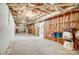 Unfinished basement ready for customization with exposed insulation, plumbing, and fixtures at 1022 Kannapolis Pkwy, Concord, NC 28027
