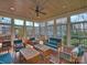 Inviting sunroom with wood floors, wooden furniture, and multiple windows, offering natural light and backyard views at 1905 Summey Ave, Charlotte, NC 28205