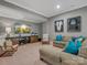 Spacious basement with large TV, comfortable seating, and wall decorations at 5005 Autumn Blossom Ln, Waxhaw, NC 28173
