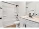 Stylish bathroom featuring modern fixtures, a sleek vanity, and a shower-tub combination at 695 S Elm St, Statesville, NC 28677
