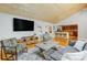 Comfortable living room featuring vaulted ceiling, modern furnishings, and seamless flow to the kitchen at 7201 Cedarfield Rd, Charlotte, NC 28227