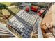 An aerial view of a brick patio with a decorative pattern, featuring comfortable seating at 7201 Cedarfield Rd, Charlotte, NC 28227