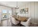 Elegant dining room featuring paneled walls, a modern chandelier, and access to the outdoor patio at 960 Exeter Dr, Sherrills Ford, NC 28673