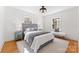 Cozy bedroom featuring large windows, wood floors, and ample natural light at 1416 Woodland Dr, Charlotte, NC 28205
