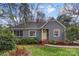 Charming single-story home featuring a gray exterior, yellow front door, and well-maintained landscaping at 1416 Woodland Dr, Charlotte, NC 28205