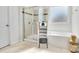 Bright bathroom with tiled walk-in shower and separate soaking tub at 14815 Superior St, Charlotte, NC 28273