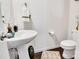 Cozy powder room with pedestal sink, toilet, and modern finishes at 14815 Superior St, Charlotte, NC 28273