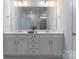 Bright bathroom features a double vanity, contemporary lighting, and sleek fixtures for a spa-like experience at 15035 Batteliere Dr, Charlotte, NC 28278