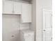 A kitchenette space has white cabinets, white countertop, white backsplash and stainless steel hardware at 2131 Belterra Dr, Charlotte, NC 28216