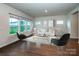 Comfortable living room with large windows, lots of natural light, hardwood flooring, and light-colored walls at 2131 Belterra Dr, Charlotte, NC 28216