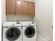 Convenient laundry room with top-of-the-line Samsung washer and dryer and ample cabinet space at 261 Crownsgate Ct, Charlotte, NC 28207