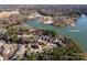 Stunning aerial view of 326 Ambleside Village Lane community nestled on Lake Cornelius at 326 Ambleside Village Ln, Davidson, NC 28036