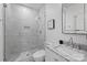 Sleek bathroom featuring a glass shower, modern fixtures, and marble vanity at 5231 Lila Wood Cir, Charlotte, NC 28209