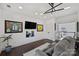 Well-lit office space with seating, decor, and access to the second-floor balcony at 5231 Lila Wood Cir, Charlotte, NC 28209