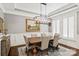 Formal dining room with wainscoting, a stylish chandelier, and natural light at 618 Bannerman Ln, Fort Mill, SC 29715