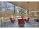 View of cozy deck featuring red outdoor furniture and wooden deck floor at 6366 Sharon Hills Rd, Charlotte, NC 28210