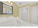 Bathroom with a white vanity and a glass enclosed shower at 7224 St Clair Dr, Charlotte, NC 28270
