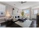 Cozy living room featuring a plush white rug, leather seating, and a unique wheeled coffee table at 919 Pennington Dr, Indian Land, SC 29720