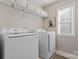 Functional laundry room with modern appliances and storage shelves at 919 Pennington Dr, Indian Land, SC 29720