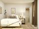 Cozy bedroom features a comfortable bed, stylish nightstand, and convenient closet space at 109 Dogwood Grove Pl, Troutman, NC 28166