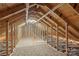 Unfinished attic showcasing exposed wood beams at 1173 Yorkdale Ln, Lincolnton, NC 28092