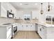 White kitchen with stainless steel appliances, granite countertops, and white subway tile backsplash at 1540 Solitude Ct, Kannapolis, NC 28081