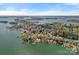 Breathtaking aerial view of homes on Lake Norman, showcasing expansive waterfront properties and scenic surroundings at 17701 Springwinds Dr, Cornelius, NC 28031