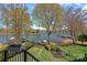 Picturesque backyard with lake views, lush landscaping, and a private dock, perfect for outdoor enjoyment at 17701 Springwinds Dr, Cornelius, NC 28031