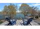A tranquil balcony view showcases the serene waterfront setting and inviting outdoor space at 17701 Springwinds Dr, Cornelius, NC 28031