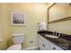 Bathroom with vanity and granite countertop and picture hanging above toilet at 1774 Hwy 55 E Hwy, Clover, SC 29710