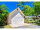 Spacious two-car garage with charming white doors and covered shelter offering ample parking and storage at 1774 Hwy 55 E Hwy, Clover, SC 29710