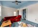 Bedroom with blue accents featuring bright natural light, a ceiling fan, and a closet at 265 Sailboat Dr, Salisbury, NC 28146